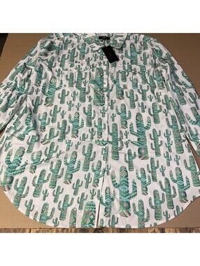 L&B Lucky and Blessed 3X Western Desert Cactus Button Up Multicolored Shirt